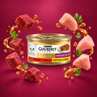 PURINA� Gourmet Gold Doble Placer Ternera y Pollo 85g
